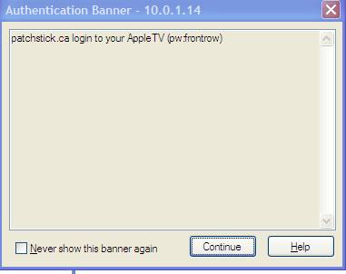 AppleTV authentication Banner