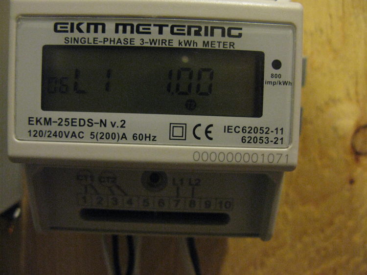 EKM meter setup for 220V circuits