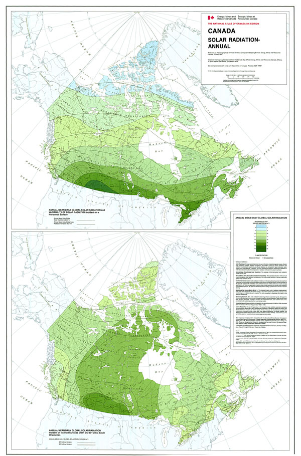 Canada annual solar radiation